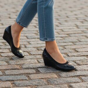 Tory Burch Black Patent Toe Flats